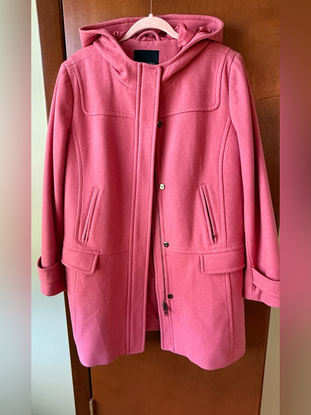 Women's Talbots Hooded Pea Coat in Pink